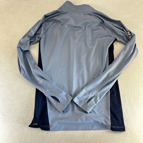 Victoria's Secret PINK Sz Medium Long Sleeve 1/2 Zip Pullover Light Blue/Navy - Picture 5 of 7